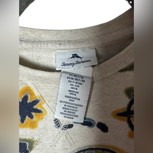 Tommy Bahama Kids Boys Crewneck Sweatshirt Adventure Print Beige Size M 7/8 - Picture 3 of 5